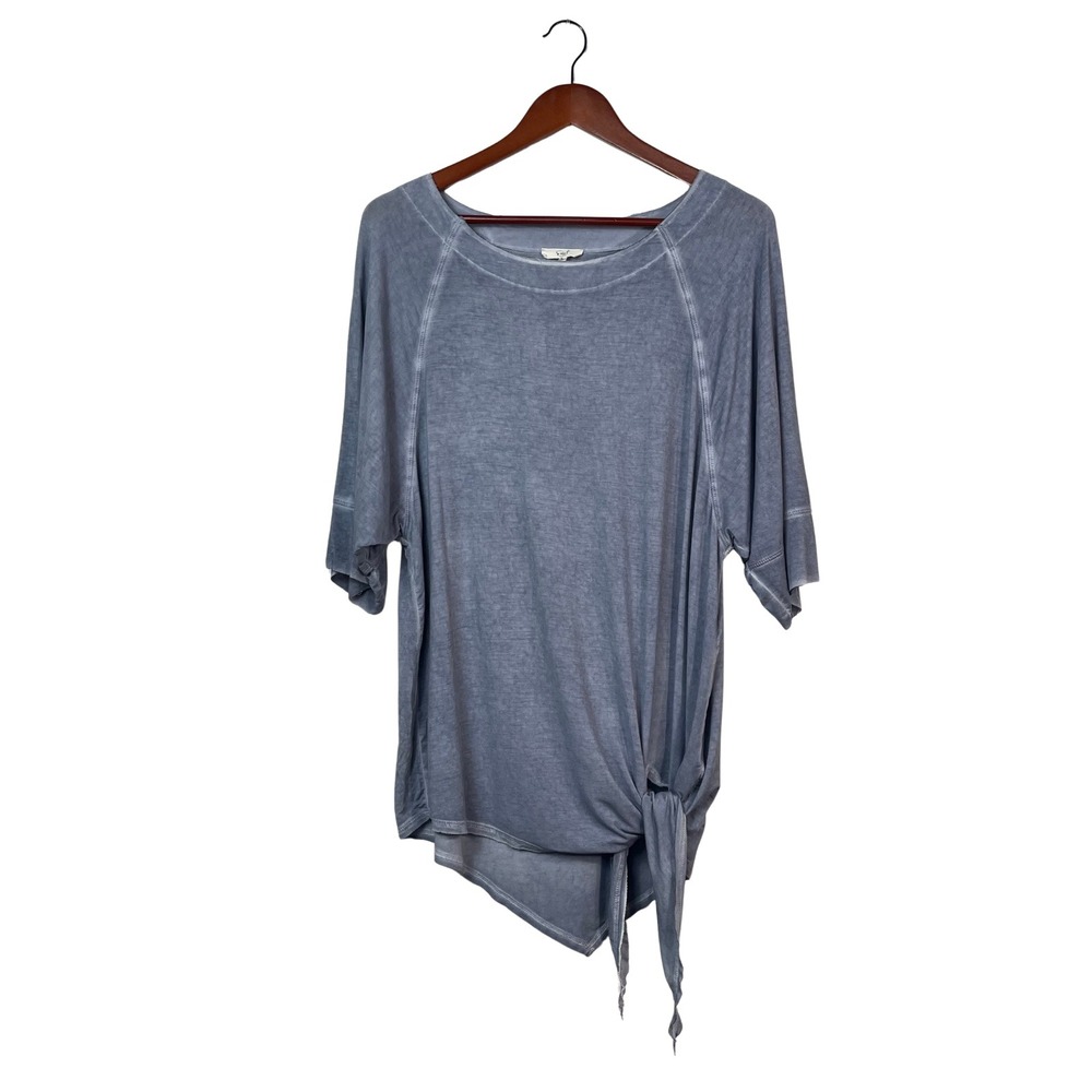 Easel Los Angeles Bohemian Gray Tie Front Dolman Sleeve Tunic Top Oversized S